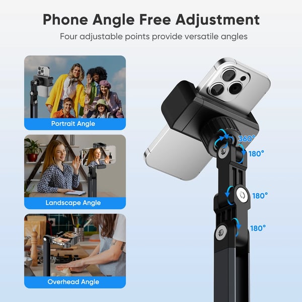 Telefonholder, Justerbar Højde, Multi-Vinkel Fleksibilitet,sort