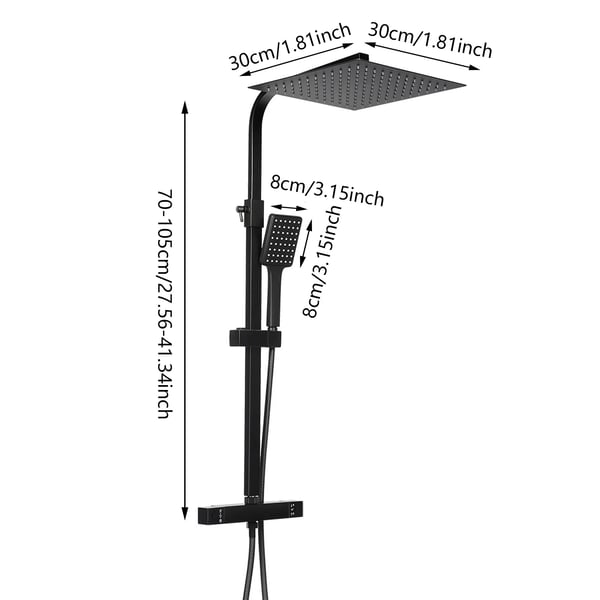 Duschset, Väggmontering, Dubbel Duschhuvud,svart