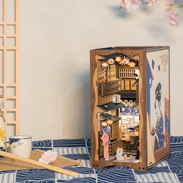 Bogkrog, DIY miniature hus sæt, træ bogreol indsats,YS06A