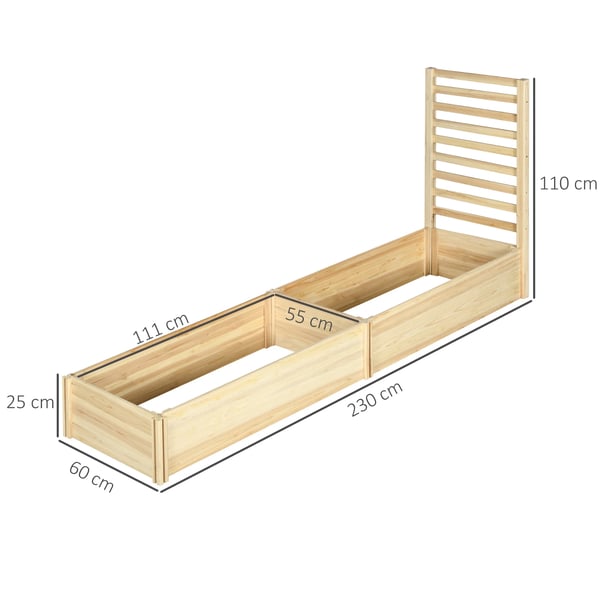Planter, Fyrretræsmateriale, 230 x 60 x 110 cm Dimensioner, 111 x 55 x 25 cm Kasse Størrelse, Gitter Trellis Design, Hurtig Samling