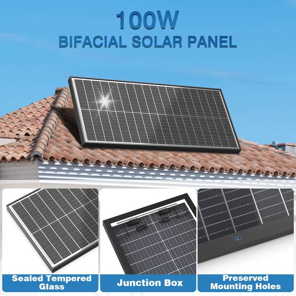 Solpanel, Høj Effektivitet, Monokrystallinsk Silikone,100W