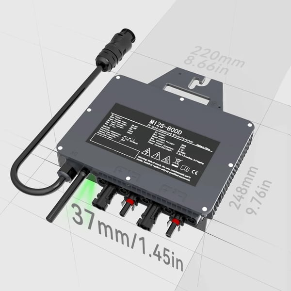 Solarmikroinverter, 800W Udgangseffekt, IP67 Beskyttelse,AC 230V, DC 22-50V, 800W inverter