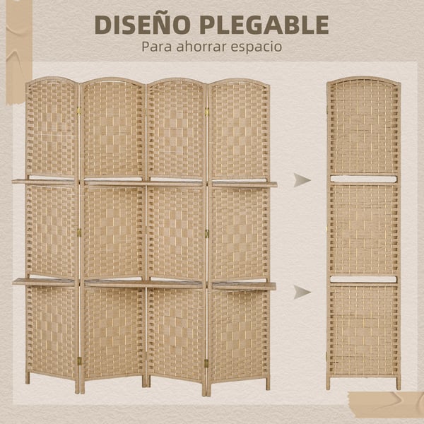 Rumsavdelare, 4-panel design, modern stil,Brun