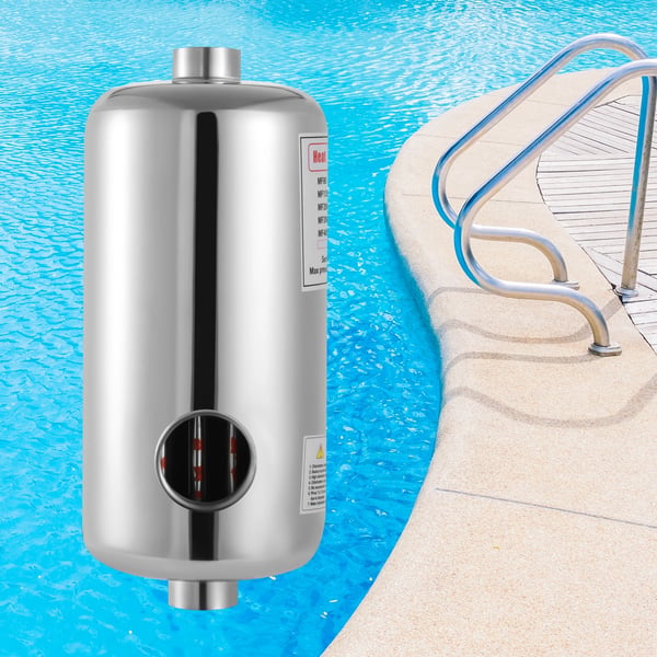 Pool Varmeveksler, 304 Rustfrit Stål, Høj Termisk Effektivitet,Sølv