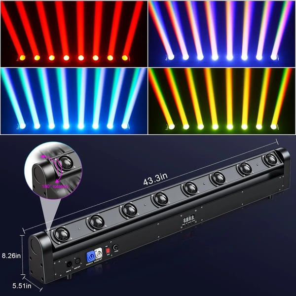 Bevægelseshovedstrålelys - 8 x 12 tommer, 10 - 50 watt, 90 - 265V, DMX kontrol, CE, RoHS