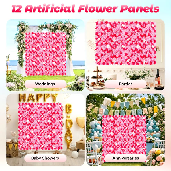 Kunstige Blomsterpaneler, Vægmonteret, Moderne Design,Pink