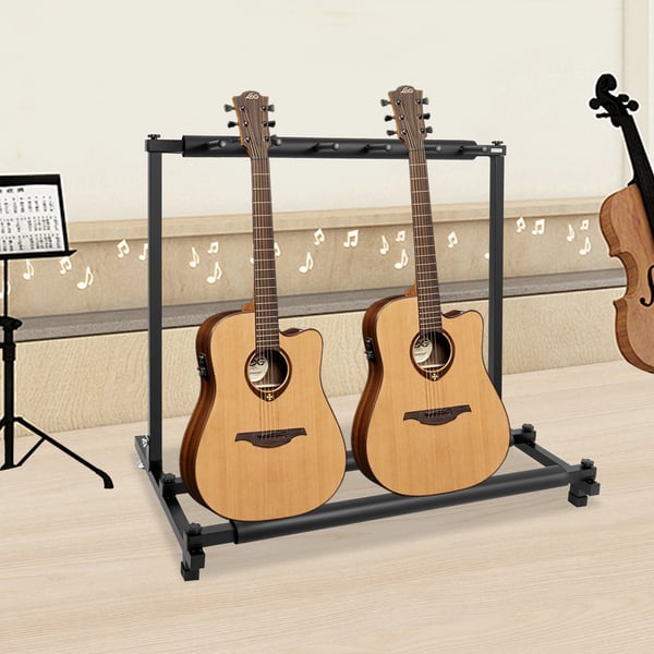 Guitar Stativ, Holder 5 Guitarer, Holdbar og Stilfuld Design,sort