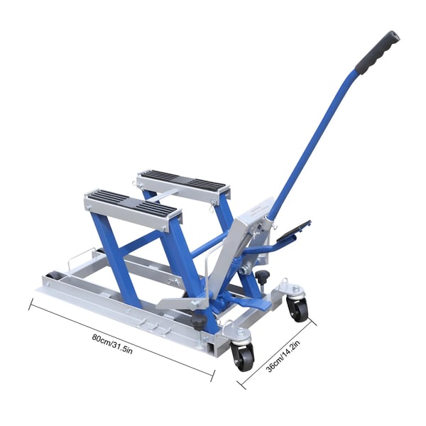 Motorcykel Hydraulisk Reparationsstand, 680 kg Belastningsevne, Justerbar Højdeområde,Blå