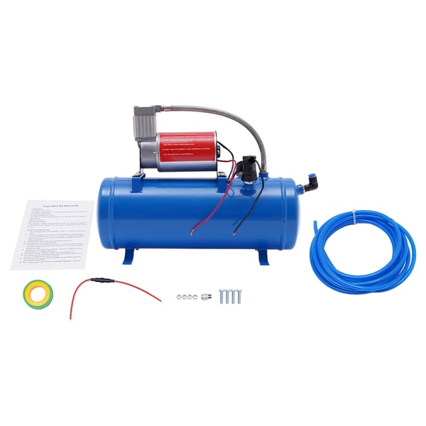 Luftkompressor, 12V, 1,6 gallons kapacitet, 100 Psi maks. tryk, 3,8 m slangelængde, kompakt størrelse