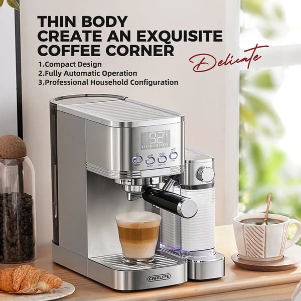 Cafelffe Fuldautomatisk Espressomaskine, 20 Bar Tryk, Én-Touch Betjening,EU