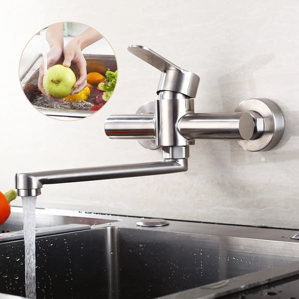 Køkkenvask, 360° roterbar, enkelt håndtag, rustfrit stål, moderne design, maksimal gennemstrømning 7,5 L/min