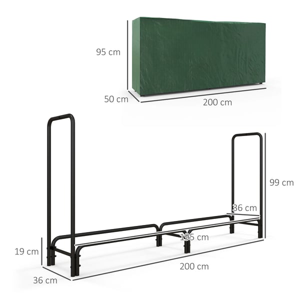 Vedhållare, Metall och PE, 200 cm x 36 cm x 99 cm, Förvaringsutrymme 195 cm x 36 cm, Maximal belastning 200 kg, Skydd 200 cm x 50 cm x 95 cm