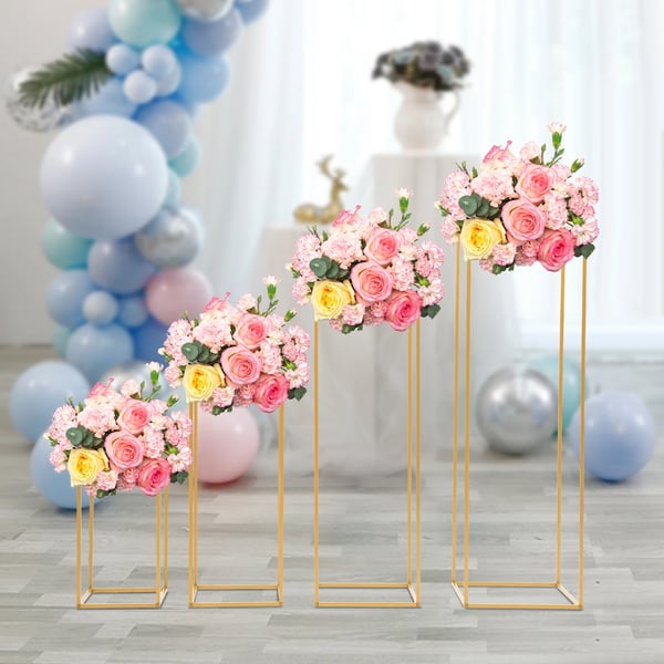 Blomsterstandssæt, Geometrisk Design, Holdbar Metal Konstruktion,4 størrelser, Guld