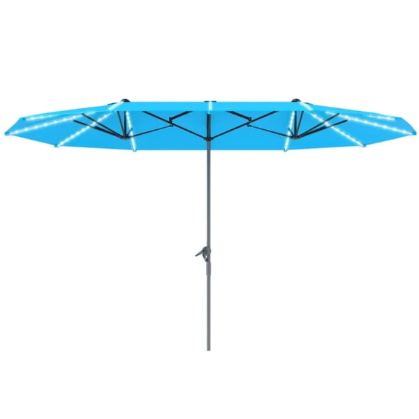Dobbelt Parasol, 200 g/m² Polyester, 451 x 267 cm, UPF 50+, Kranksystem, Ventilationsåbninger