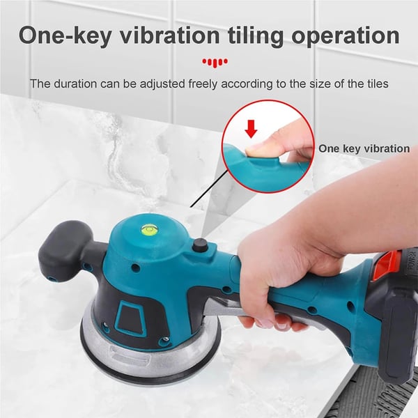 Flisepudser, 6-trins vibration, 380W effekt, 200 kg absorptionskapacitet, justerbare indstillinger, betjening med én hånd