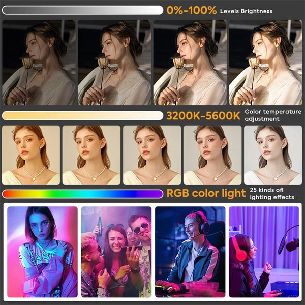 Video Light Stick, RGB-tilstande, genopladeligt batteri,rgb lys