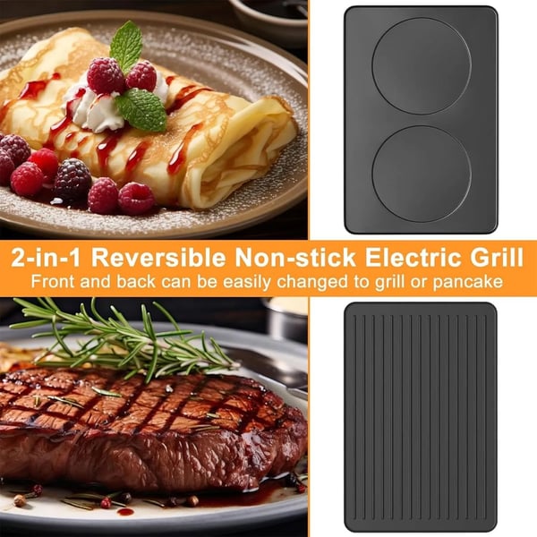 Indendørs Grill, 1300W, Non-Stick Belægning, 41,5*25,5 cm, Egnet til 6-8 Personer, Maksimal Temperatur 230°C