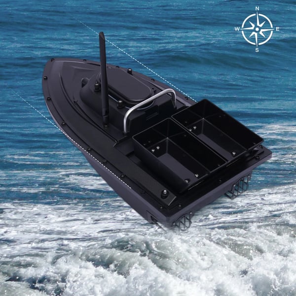 Fiskebåd, Fjernbetjening, Dobbelt Motor,sort