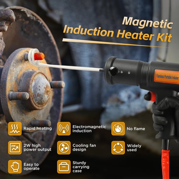 Induktionsvarmer, 1500W effekt, 800℃ maksimal temperatur, stål konstruktion, kompatibel med møtrikker og bolte, letvægtsdesign