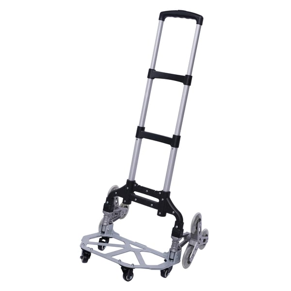 Trappeklatrer, Aluminiumlegering + PP-materiale, Belastningsevne 75kg / 165lbs, Justerbar højde 67cm-106cm, Foldede dimensioner 17cm x 15cm
