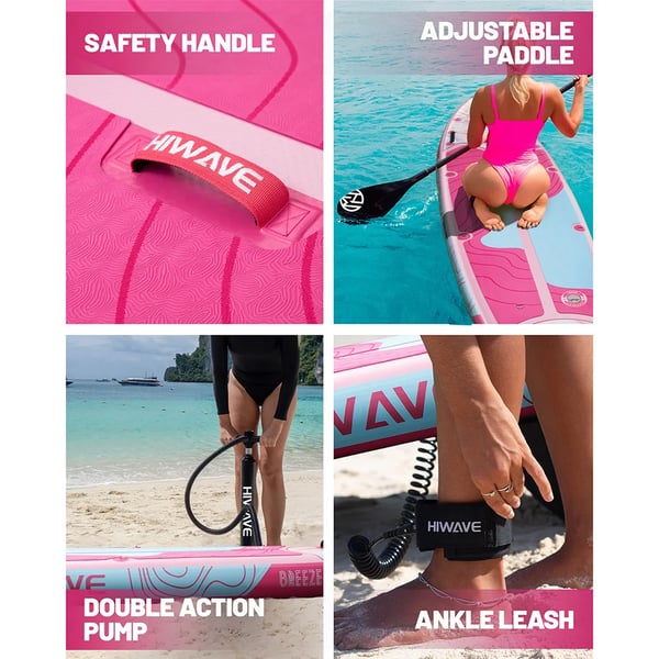 Oppustelig Paddle Board, Holdbar PVC, 385 lbs Kapacitet,LYSERØD