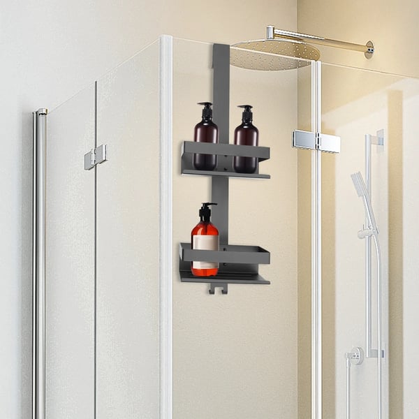 Hængende Brusekurv, 2-Niveau Design, Nem Installation,sort