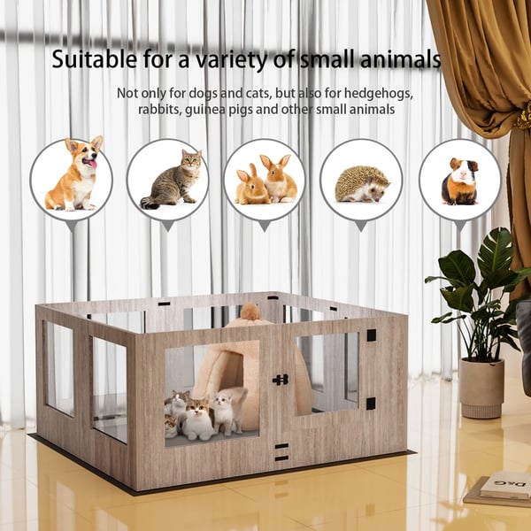 Hundegård, Tempereret Glas, Aftageligt Design,Lys Grå