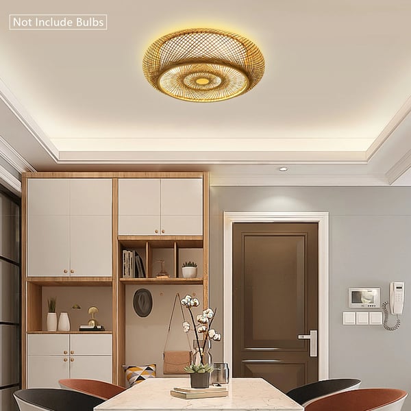 Loftlampe, Håndvævet Bambusdesign, Varm Belysning,Beige