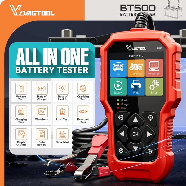 Batteritest, Omfattende Køretøjskompatibilitet, Flere Testfunktioner,BT500