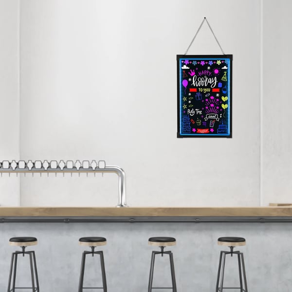 LED besked tavle, 7 lysfarver, 18 dynamiske effekter, 24x32 tommer, fjernbetjening, holdbar konstruktion