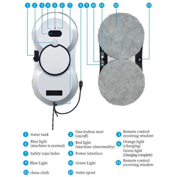 Vinduespudserrobot, Trådløs Betjening, Smart Navigation,5600Pa