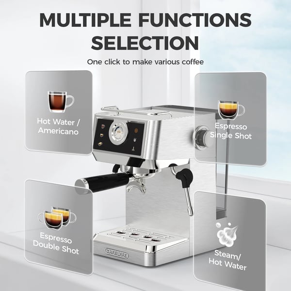 Semi-automatisk espressomaskine, 20 bar pumpetryk, berøringskontrol,EU, MK-902