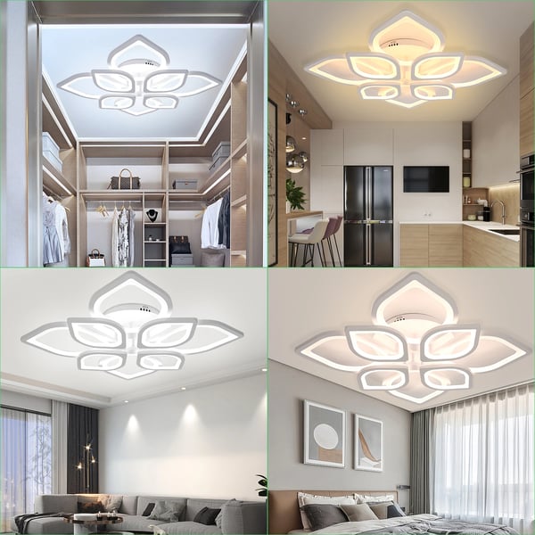 LED Loftlampe, Dæmpbar med Fjernbetjening, Moderne Blomsterdesign,80W, ændrebar