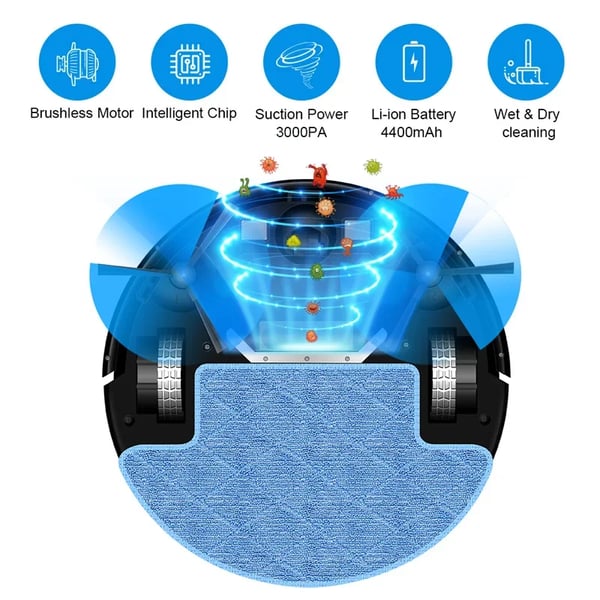 Robotstøvsuger, Kraftig Sugeevne, Smart Navigation,M7SPro-Sort, EU