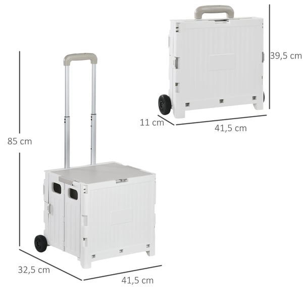 Indkøbsvogn, Letvægtskonstruktion, Belastningsevne 80 kg, Opbevaringskapacitet 32 liter, Justerbart teleskophåndtag, Dimensioner 41,5 x 32,5 x 85 cm