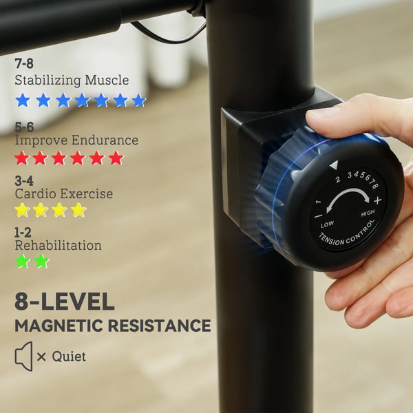 Stationær cykel, justerbar magnetisk modstand, brugervenlig LCD-skærm,sort