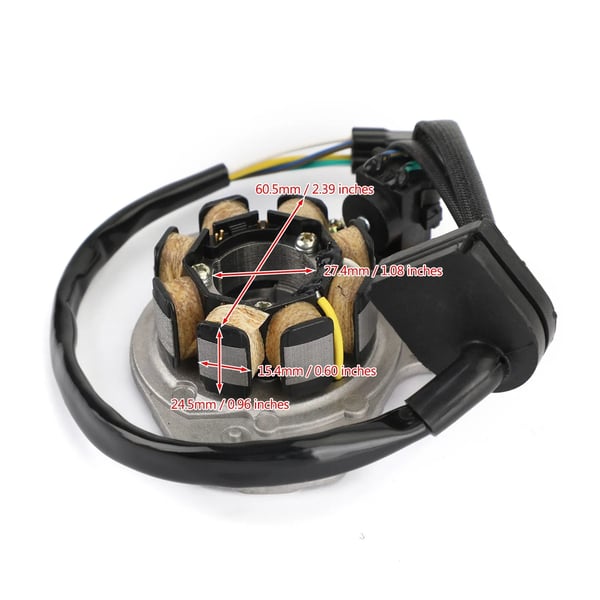 Generator Stator Spole, Indre Diameter 27,4 mm, Ydre Diameter 60,5 mm, Poler Tykkelse 24,5 mm, Poler Bredde 15,4 mm