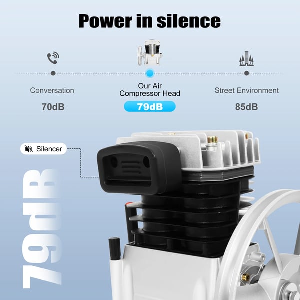 Luftkompressor Pumpehoved, Dobbeltcylinder Design, Høj Effektivitet,Sølv