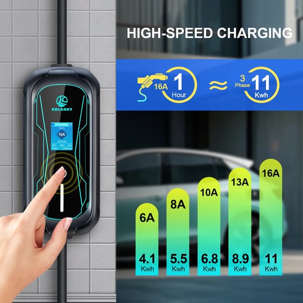 Bærbar EV-lader, Smart App Kontrol, Justerbar Strøm,Type2