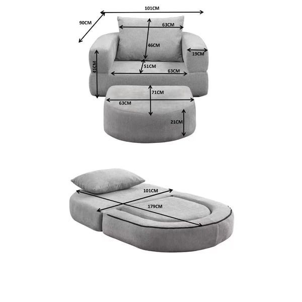 Sofa med konvertibel design, modulært design, komfortable siddepladser,GRÅ