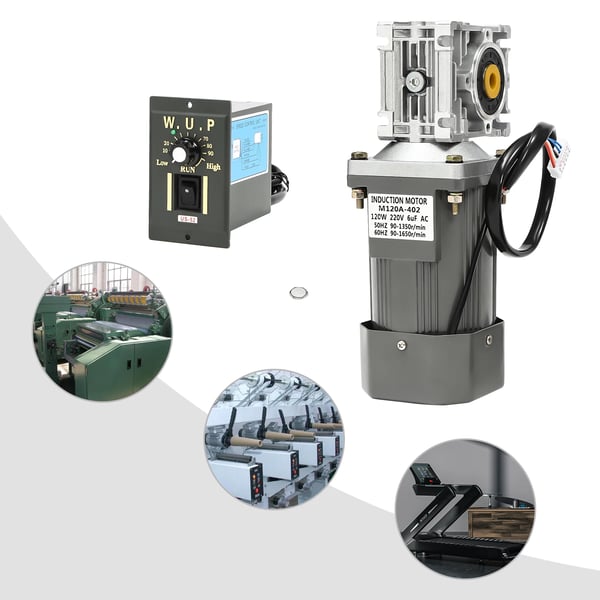Elektrisk växelmotor, 120W effekt, AC 220V spänning, reduktionsförhållande 30:1, tomgångshastighet 60RPM, dimensioner 9*9*25cm