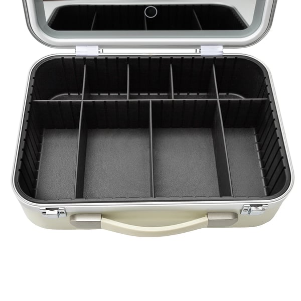 Makeup Organizer, LED Lys, Bærbar Taske,HVID