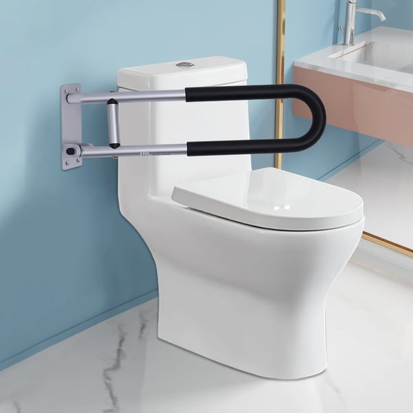 Toilet Greb Bar, 60 cm lang, Vægmonteret, Understøtter op til 120 kg, Aluminiumlegering Materiale, I-formet Struktur