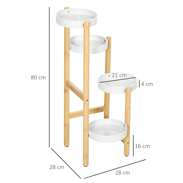 Plante Støtte, Træmateriale, Holdbart Design,Naturlig Hvid, 28X28X80 cm