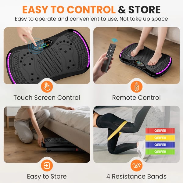 Vibrationsplade, Bluetooth-højttaler, 9 muskelstimulerende programmer,9 Sport Udstyr