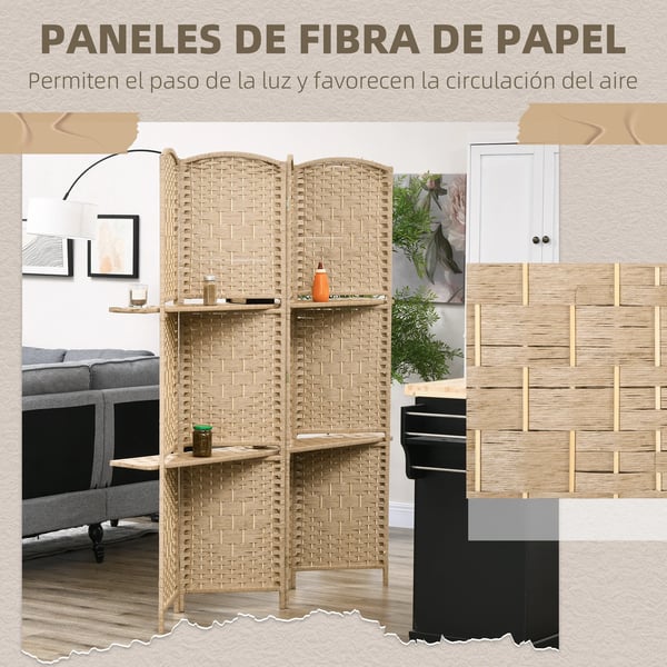 Rumsavdelare, 4-panel design, modern stil,Brun