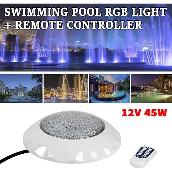 LED Poollys, 45W Effekt, IP68 Vandtæt, 3000 Lumen Udsendelse,RGB