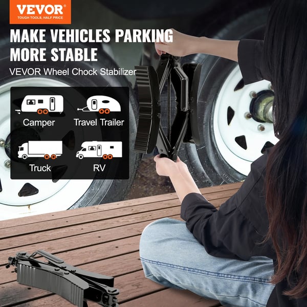 VEVOR Camper Hjulblok Stabilisator, H-formet Design, Indbygget Ratched Skruenøgle,H-formet