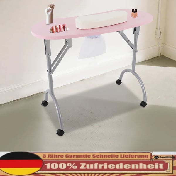 Manicurebord, Integreret Negvakuumrenser, Holdbart Design,Pink