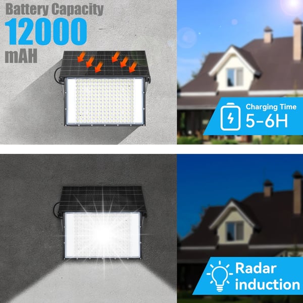 Solcellsflodljus, Rörelsesensor, Vattentålig,216 LED-lampor